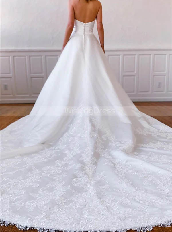 Classic A-line Wedding Gown,Satin Bridal Gown With Pockets,WD00945 - Wishingdress Classic A-line Wedding Gown,Satin Bridal Gown With Pockets,WD00945 - Wishingdress