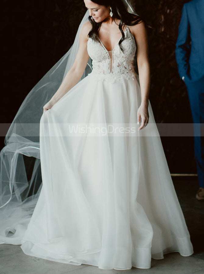 blue dress for baby girl Private Label Plus Size Lace Flutter Sleeves Wedding Dress main image 1