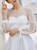A-line Short Wedding Dress,Wedding Reception Dress With Sleeve,WD00988