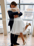 A-line Short Wedding Dress,Wedding Reception Dress With Sleeve,WD00988