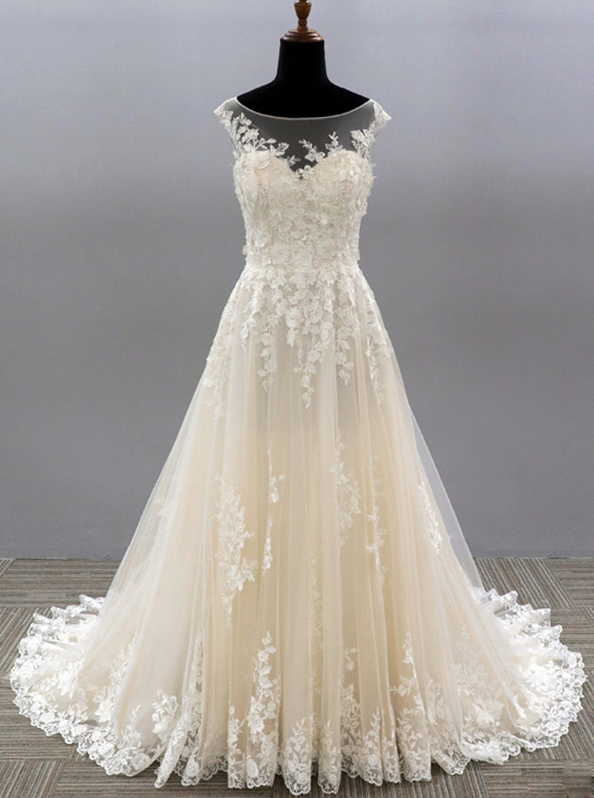 navy blue dress for baby girl A Line Cap Sleeve Vintage Champagne Lace Bohemian Wedding Dress Sexy B