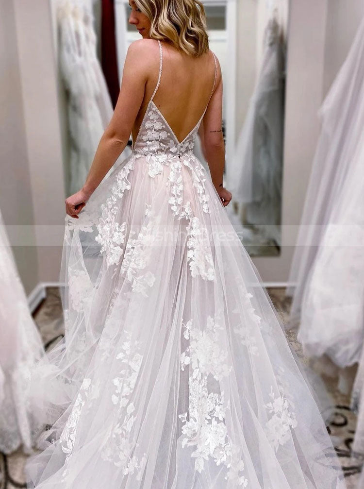 A-Line Plunging Neckline Bridal dress,backless Wedding Dress,WD00992, US14 / Black A-Line Plunging Neckline Bridal dress,backless Wedding Dress,WD00992, US14 / Black