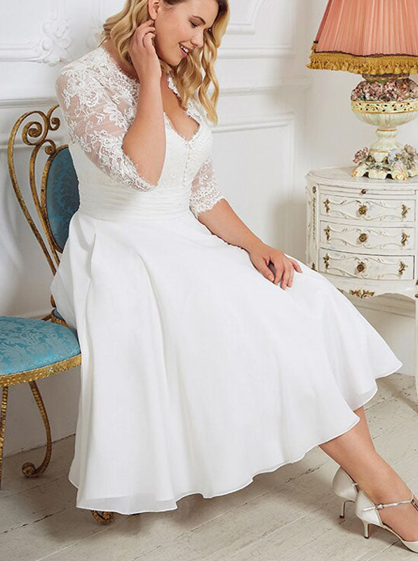 Plus Size Tea Length Wedding Dress,Destination Wedding Dress With Sleeve,WD01002, US2 / Black Plus Size Tea Length Wedding Dress,Destination Wedding Dress With Sleeve,WD01002, US2 / Black