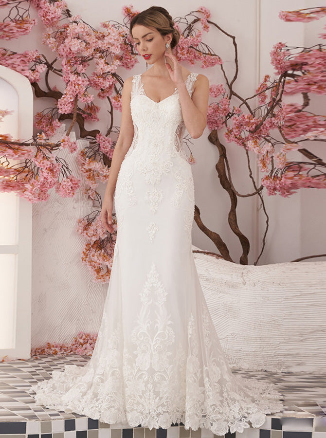 Fit and Flare Wedding Dress,Sheer Back Wedding Dress,WD01063, US26W / Black Fit and Flare Wedding Dress,Sheer Back Wedding Dress,WD01063, US26W / Black