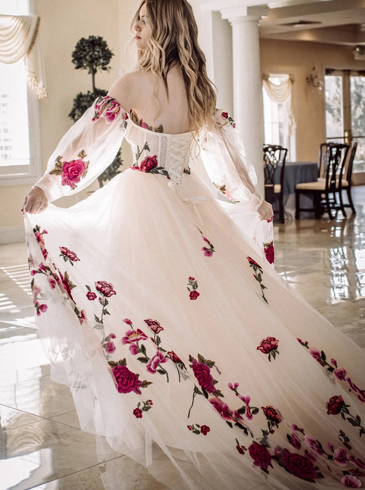 knee length dresses for ladies Romantic Mermaid Wedding Dress With Detachable Rose Flower Cape – TANYA  BRIDAL