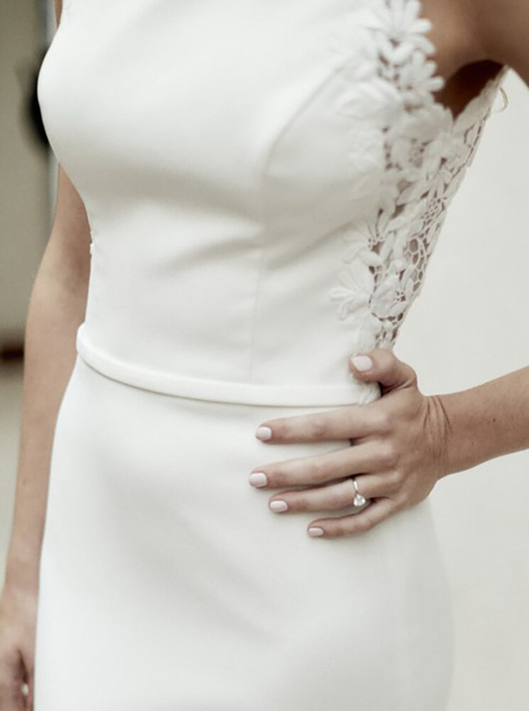 Open Back Wedding Dress,Fitted Stretch Crepe Wedding Dress,WD00872 - Wishingdress Open Back Wedding Dress,Fitted Stretch Crepe Wedding Dress,WD00872 - Wishingdress