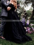 Off The Shoulder Plus Size Wedding Dress,Black Bridal Gown,WD00875