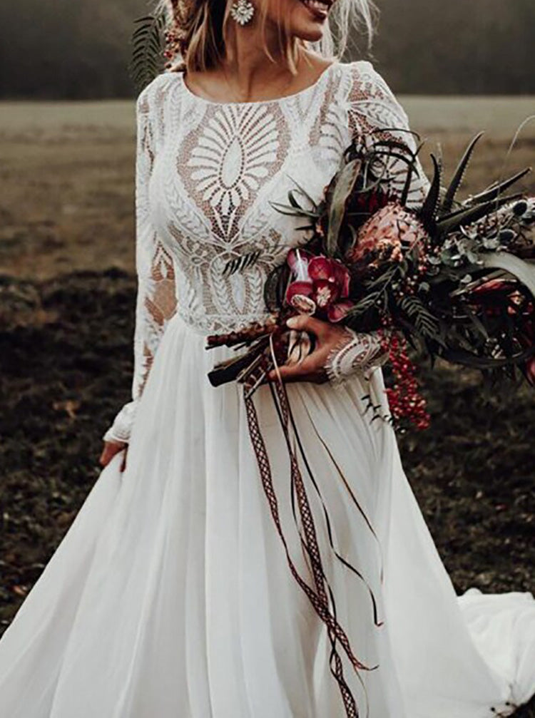princess polly baby blue dress Boho Lace Mermaid Wedding Dress Split Elopement Wedding Dress US4 / Ivory