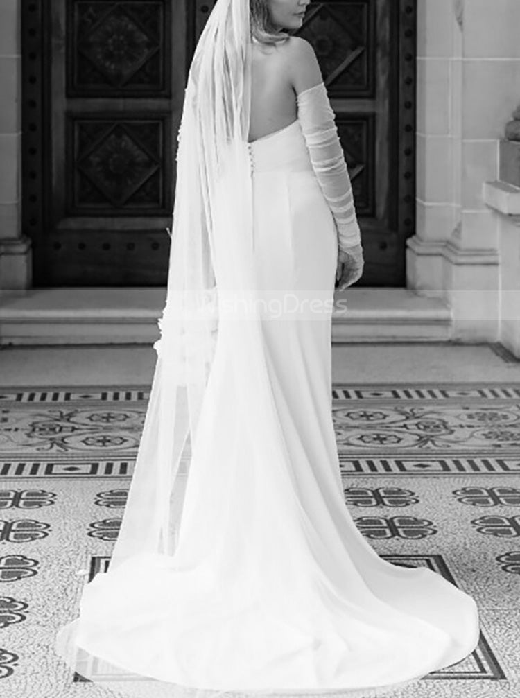 Strapless Fit and Flare Wedding Dress,Chic Wedding Dress with Detached Sleeve,WD00901, US18W / Champagne Strapless Fit and Flare Wedding Dress,Chic Wedding Dress with Detached Sleeve,WD00901, US18W / Champagne