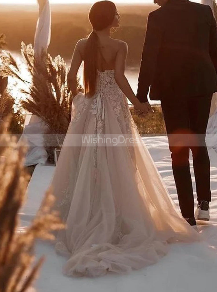 A-line Sweetheart Neckline Wedding Dress,Champagne Bridal Dress,WD0091 -  Wishingdress