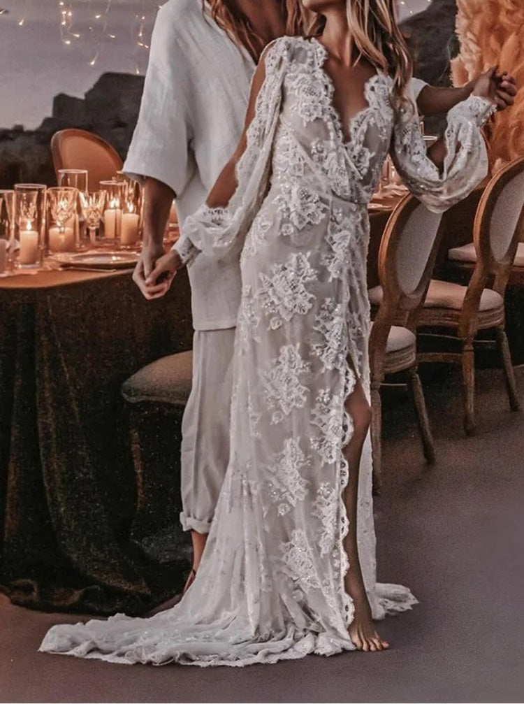 chinese dress ladies Romantic Lace Wedding Dress,Destination Open Back Bridal Dress,WD00914, US24W / Black