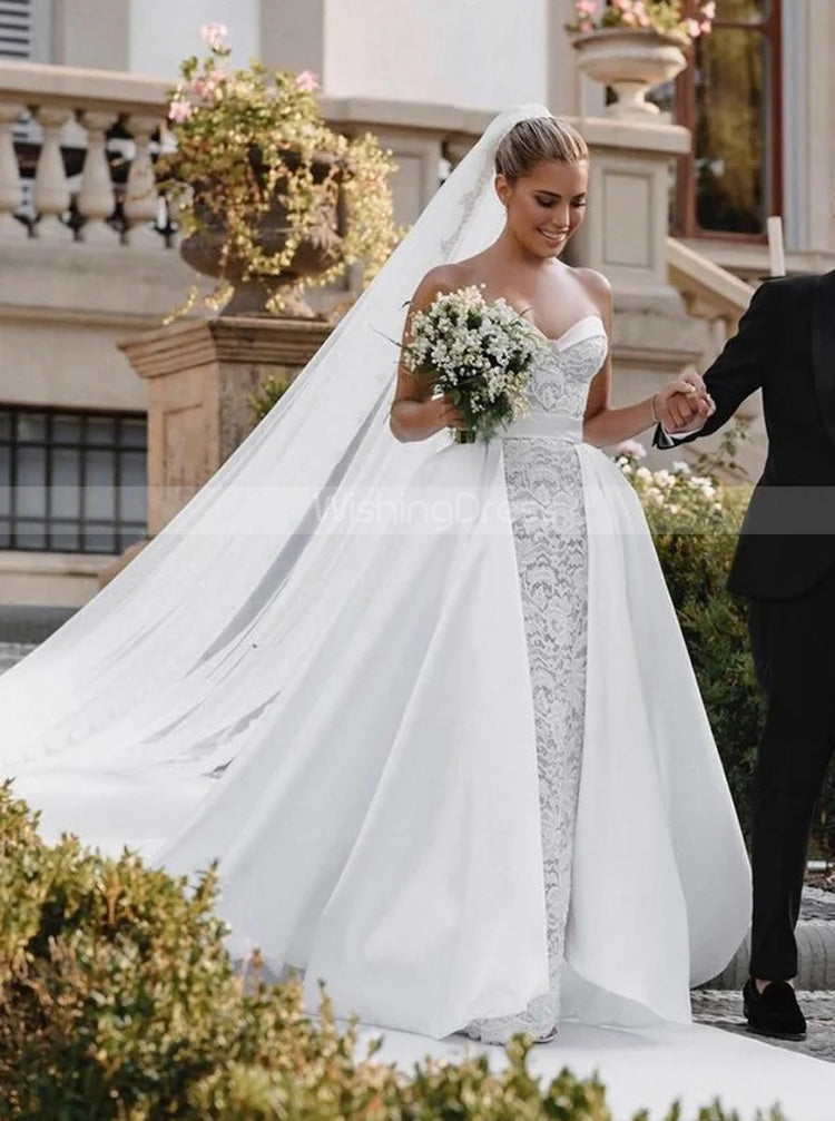 Lace Wedding Dress With Detachable Train,Sheath Sweetheart Neckline Wedding Gown,WD00916, US14W / Black Lace Wedding Dress With Detachable Train,Sheath Sweetheart Neckline Wedding Gown,WD00916, US14W / Black