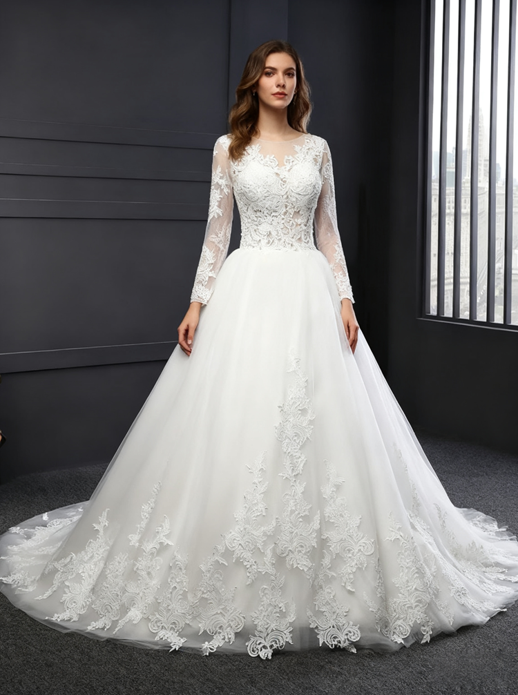 Formal Wedding Dresses,Wedding Dress with Sleeves,Classic Bridal Gown,Ball Gown Wedding Gown,WD00074, US14 / Pink Formal Wedding Dresses,Wedding Dress with Sleeves,Classic Bridal Gown,Ball Gown Wedding Gown,WD00074, US14 / Pink