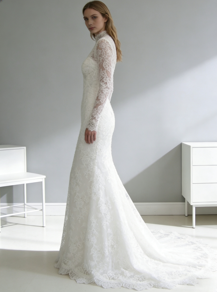 Mermaid Wedding Dresses,Lace Wedding Dress,Modest Wedding Dress,WD0015