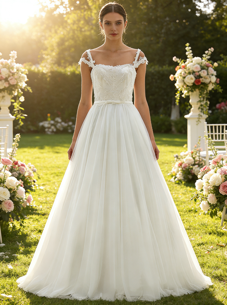 princess simple dress Simple Long Dress Ball Gown Satin Wedding Dresses Princess jkprom