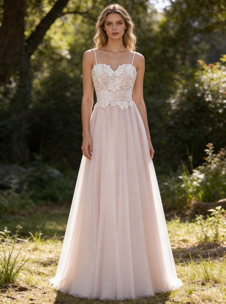 Boho Wedding Dresses,Long Bridal Dress,Beach Wedding Dress,Blush Brida