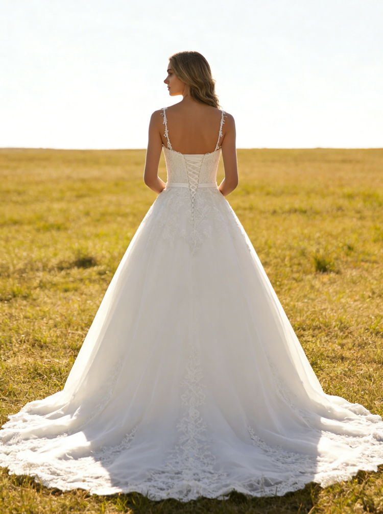 Princess Wedding Dresses,Lace Bridal Dress,Romantic Wedding Dress,WD00223, US14W / White