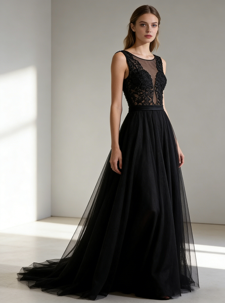 sexy black lace wedding dress Sexy Black Lace Appliques Sleeveless Tulle Backless Wedding Dresses with Veil Black / 6