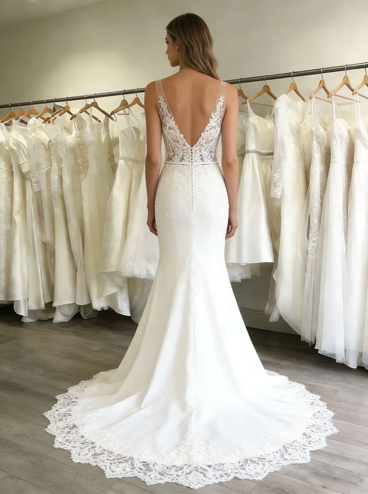 Mermaid V-neck Wedding Dresses,Chic Wedding Dress,WD00416 - Wishingdress Mermaid V-neck Wedding Dresses,Chic Wedding Dress,WD00416 - Wishingdress