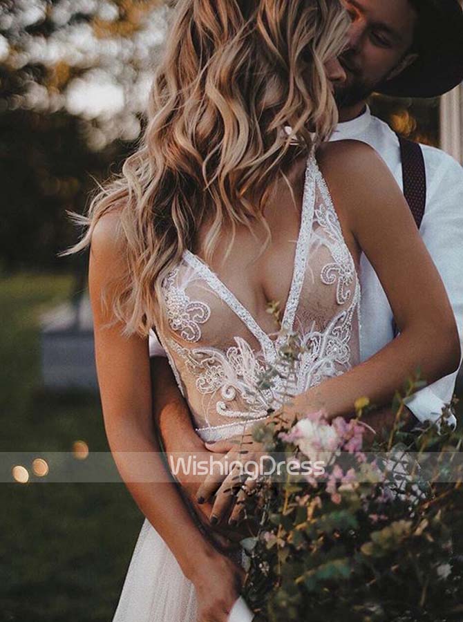 Ivory Wedding Gown,Boho A-line Wedding Dress,Floor Length Bridal Gown,WD00203, US4 / Ivory Ivory Wedding Gown,Boho A-line Wedding Dress,Floor Length Bridal Gown,WD00203, US4 / Ivory