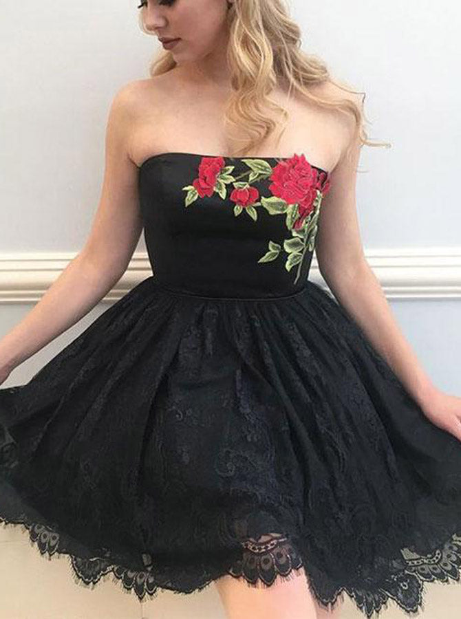 Lace Cocktail Dresses,Little Black Dress,Short Cocktail Dress,Black Cocktail Dress,CD00064, US2 / Skyblue