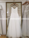 Tulle Wedding Dress with Spaghetti Straps,Floor Length Beach Wedding Dress,WD00454
