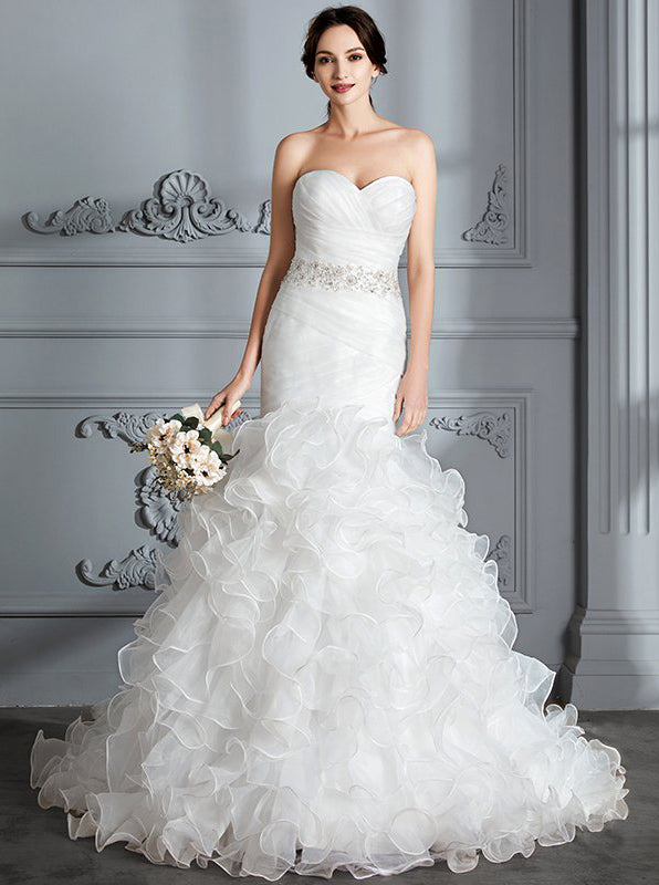Luxury Mermaid Wedding Dresses,Ruffled Wedding Gown,Sweetheart Wedding Dress,WD00301, US14W / Ivory Luxury Mermaid Wedding Dresses,Ruffled Wedding Gown,Sweetheart Wedding Dress,WD00301, US14W / Ivory