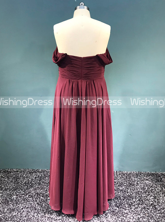Burgundy Plus Size Bridesmaid Dress,Chiffon Off the Shoulder Bridesmaid Dress,BD00068, US12 / Dark Navy Burgundy Plus Size Bridesmaid Dress,Chiffon Off the Shoulder Bridesmaid Dress,BD00068, US12 / Dark Navy