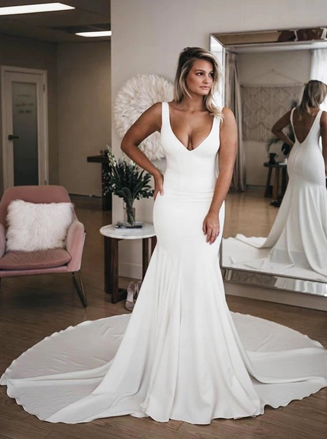 Stretch Spandex Wedding Dress,Simple Fit and Flare Wedding Dress,WD00623, US14W / Champagne Stretch Spandex Wedding Dress,Simple Fit and Flare Wedding Dress,WD00623, US14W / Champagne