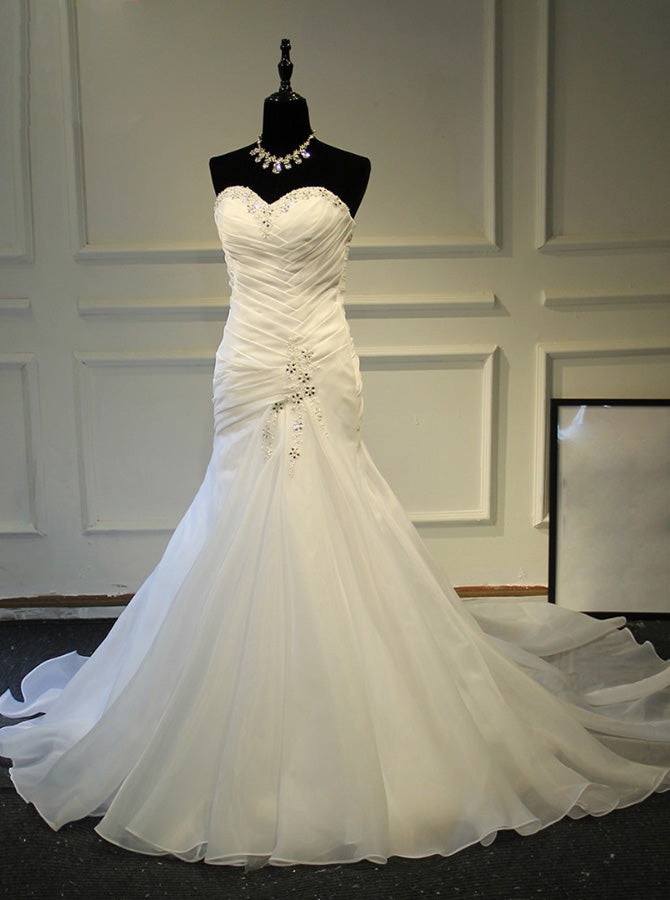 Pleated Mermaid Wedding Dresses,Sweetheart Bridal Dress,WD00387, US8 / Champagne Pleated Mermaid Wedding Dresses,Sweetheart Bridal Dress,WD00387, US8 / Champagne