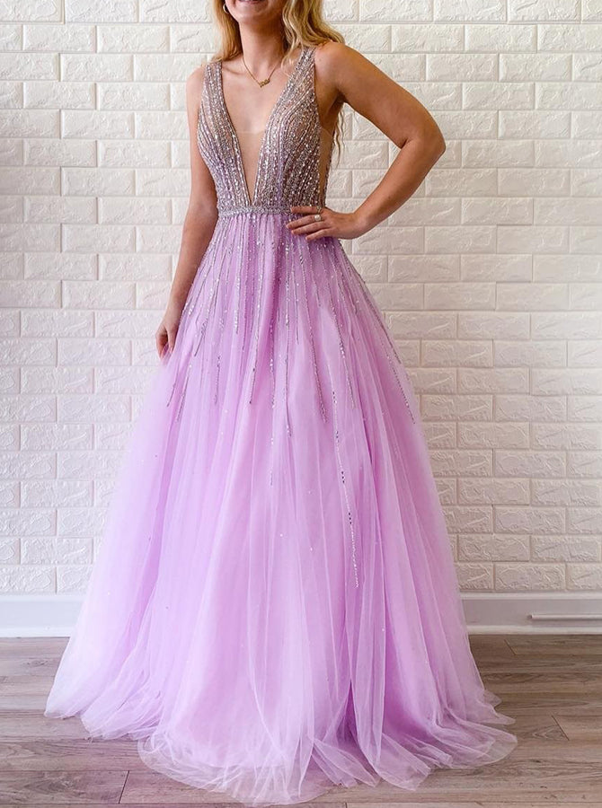 Lilac Princess Prom Dress,Beaded Top Tulle Dress,PD00501, US6 / Turquoise Lilac Princess Prom Dress,Beaded Top Tulle Dress,PD00501, US6 / Turquoise