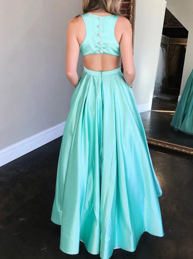 Mint Green A-line Prom Dress with Pockets,Floor Length Cutout Prom Dress,PD00520 Mint Green A-line Prom Dress with Pockets,Floor Length Cutout Prom Dress,PD00520