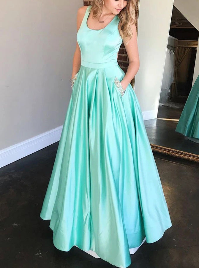 Mint Green A-line Prom Dress with Pockets,Floor Length Cutout Prom Dress,PD00520, US2 / Royal Blue Mint Green A-line Prom Dress with Pockets,Floor Length Cutout Prom Dress,PD00520, US2 / Royal Blue