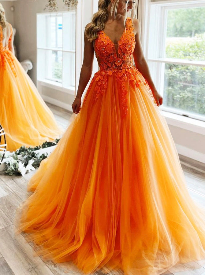 Orange Tulle Prom Dress,Princess Ball Gown Prom Dress,PD00533, US12 / White Orange Tulle Prom Dress,Princess Ball Gown Prom Dress,PD00533, US12 / White