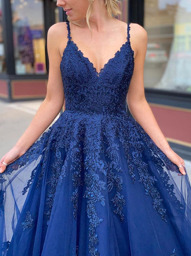 A-line Dark Navy Prom Dress,V-neck Lace Up Back Prom Dress,PD00536 - Wishingdress A-line Dark Navy Prom Dress,V-neck Lace Up Back Prom Dress,PD00536 - Wishingdress