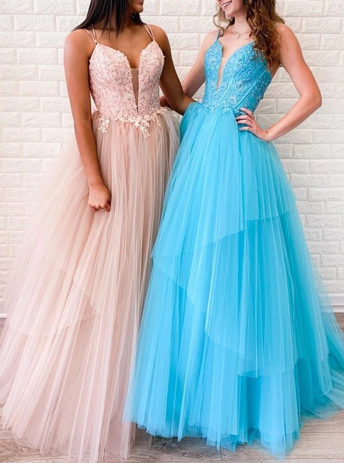 strapless open back dress Princess Ball Gown Prom Dress,Floral Top Formal Gown,PD00566