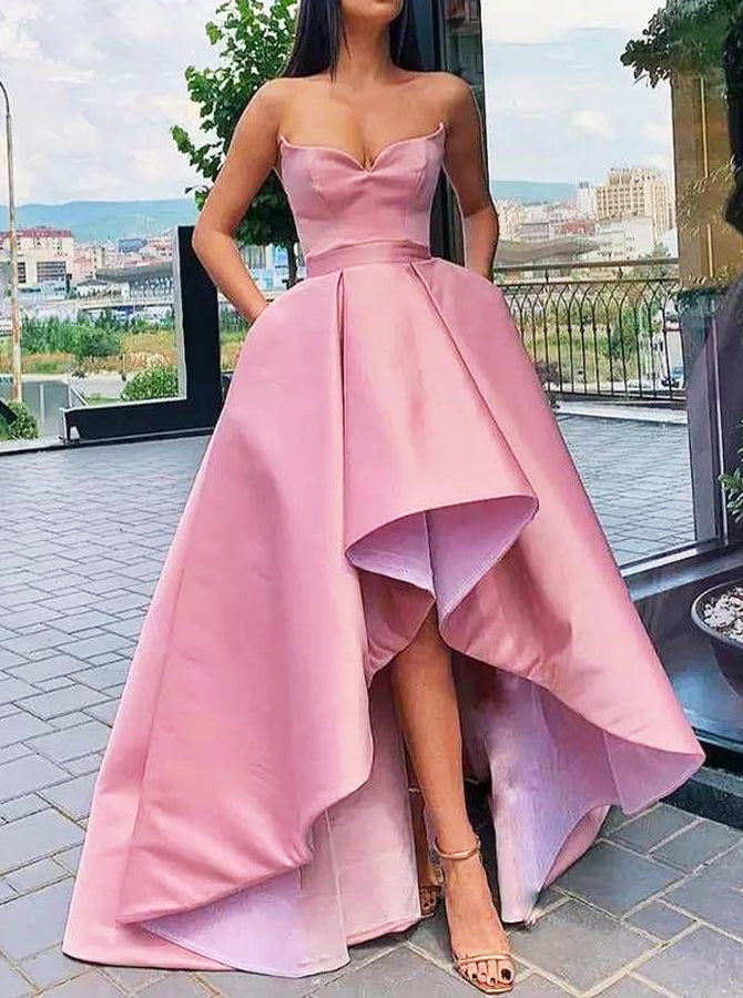 Pink High Low Prom Dress,Sweetheart Neckline Homecoming Dress with Pockets,PD00569, US16 / Burgundy Pink High Low Prom Dress,Sweetheart Neckline Homecoming Dress with Pockets,PD00569, US16 / Burgundy
