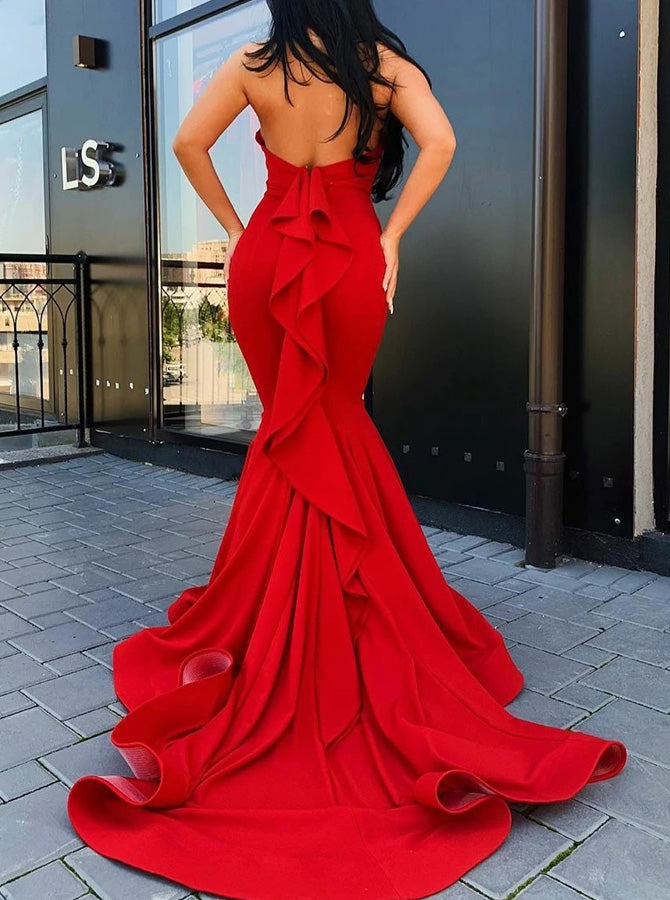 Mermaid Red Prom Dress,Halter Neckline Formal Gown,PD00598, US10 / Burgundy Mermaid Red Prom Dress,Halter Neckline Formal Gown,PD00598, US10 / Burgundy