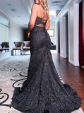 Two Piece Mermaid Dress,Lace Up Back Evening Dress,PD00600