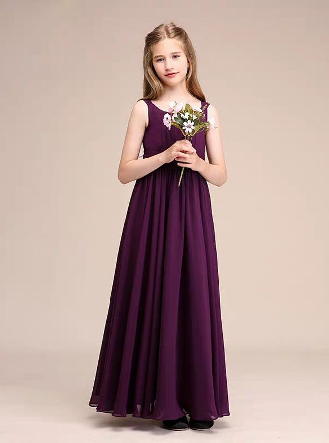 plum junior bridesmaid dresses Grape Junior Bridesmaid Dresses,Chiffon Long Junior Bridesmaid Dress,JB00008, J10 / Burgundy