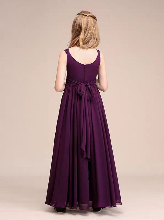 Grape Junior Bridesmaid Dresses,Chiffon Long Junior Bridesmaid Dress,JB00008, J16 / Dark Navy