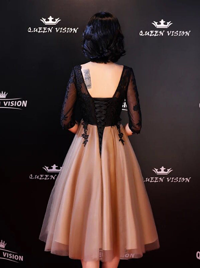Two Tone Homecoming Dresses,Homecoming Dress with Sleeves,Knee Length - Wishingdress Two Tone Homecoming Dresses,Homecoming Dress with Sleeves,Knee Length - Wishingdress