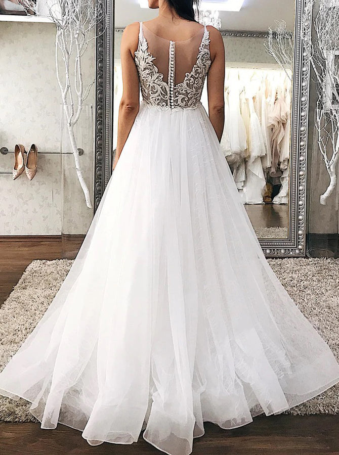 Beach Wedding Dress,Tulle A-line Wedding Dress,WD00665 - Wishingdress Beach Wedding Dress,Tulle A-line Wedding Dress,WD00665 - Wishingdress