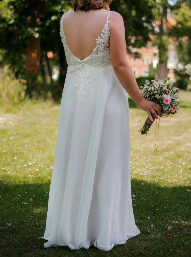 sachin and babi light blue dress Plus Size Floor Length Wedding Dress,Summer Outdoor Chiffon Wedding Dress,WD00697, US10 / Black