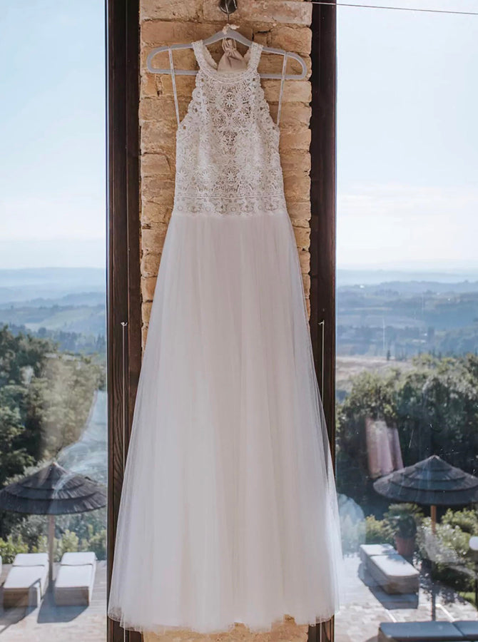 slim fit dress slacks ZIA / Halter Wedding Dress with Off Shoulder Cape main image 1