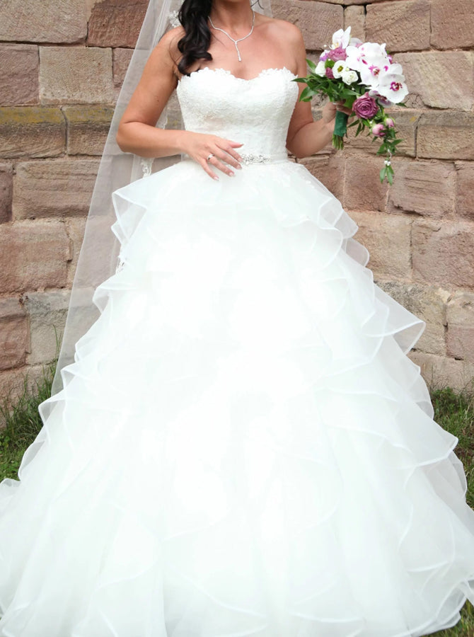 Tiered Skirt Bridal Gown,Sweetheart Neckline Wedding Dress,WD00738, US20W / Ivory Tiered Skirt Bridal Gown,Sweetheart Neckline Wedding Dress,WD00738, US20W / Ivory