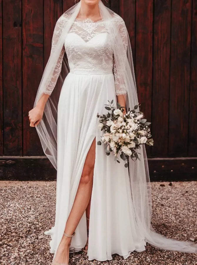 Casual Chiffon Wedding Dress with Sleeves,Destination Dress for Engagement Photo Shoot,WD00774, US2 / Champagne Casual Chiffon Wedding Dress with Sleeves,Destination Dress for Engagement Photo Shoot,WD00774, US2 / Champagne