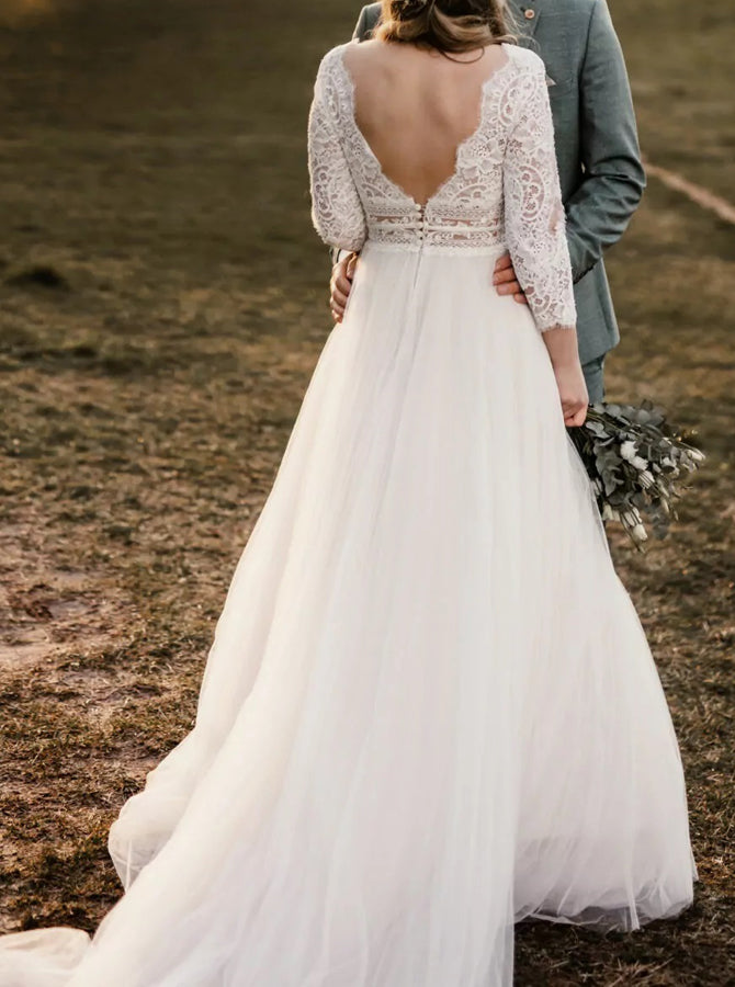 Outdoor Bridal Dress with Illusion Sleeves,Tulle Dress for Engagement Photo Shoot,WD00780, US12 / Champagne Outdoor Bridal Dress with Illusion Sleeves,Tulle Dress for Engagement Photo Shoot,WD00780, US12 / Champagne