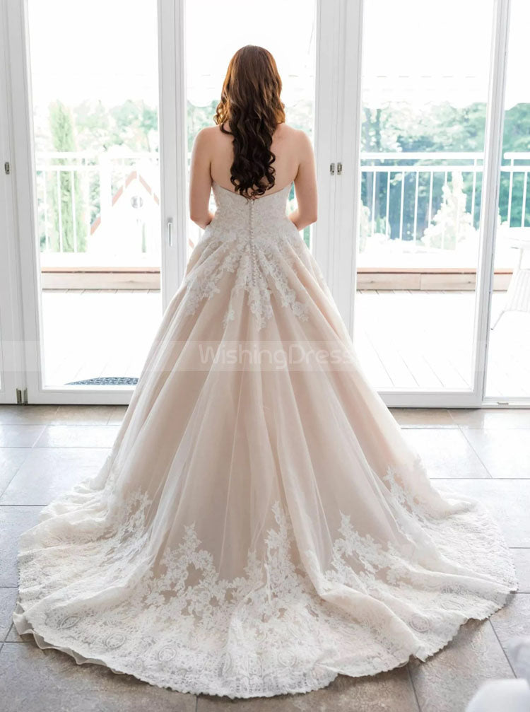 A-line Wedding Gown with Removable Lace Jacket,Sweetheart Neckline