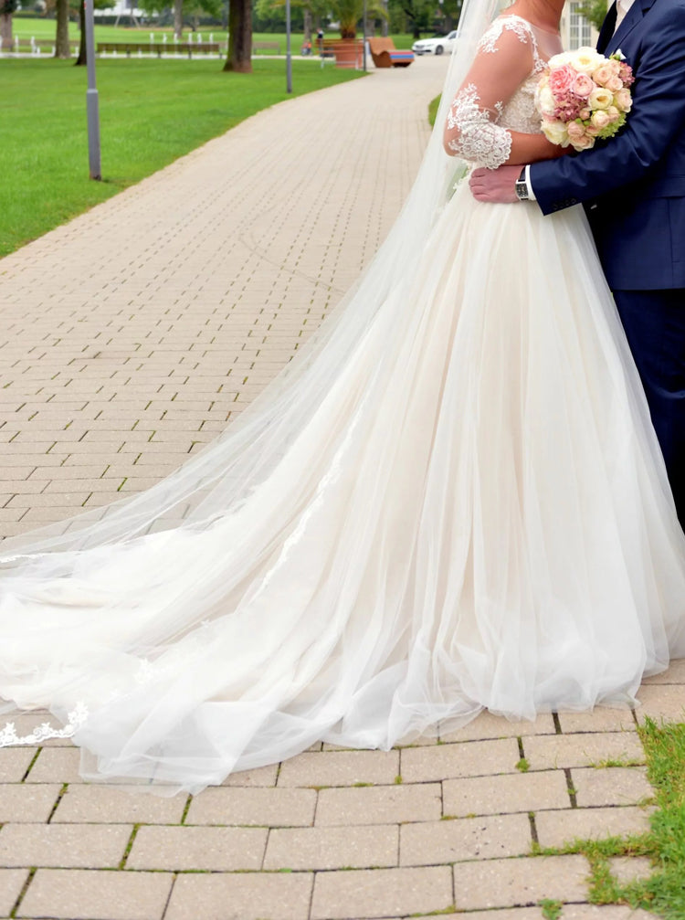 A-Line Bridal Dress with Half Length Sleeves,Bateau Neckline Wedding Dress,WD00808, US10 / Ivory A-Line Bridal Dress with Half Length Sleeves,Bateau Neckline Wedding Dress,WD00808, US10 / Ivory